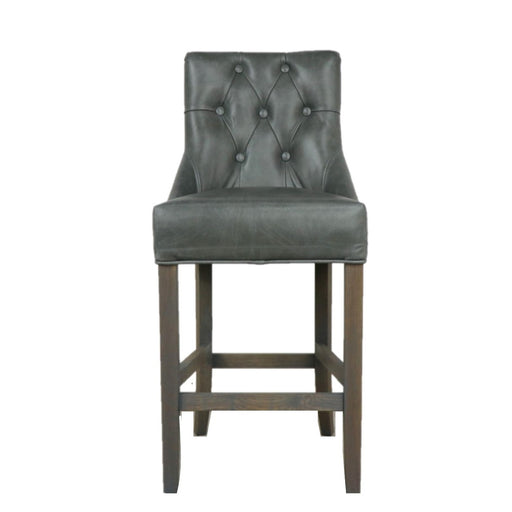 Hugo Vintage Leather & Harris Tweed Buttoned Bar Stool - Various Options - The Furniture Mega Store 