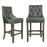 Hugo Vintage Leather & Harris Tweed Buttoned Bar Stool - Various Options - The Furniture Mega Store 