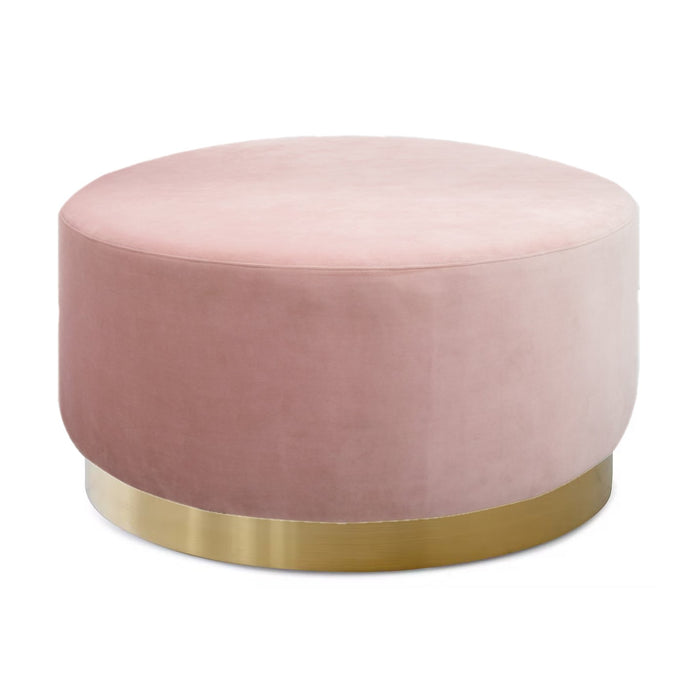 Bond Round Cocktail Ottoman - Choice Of Fabrics & Chrome Or Gold Base - The Furniture Mega Store 