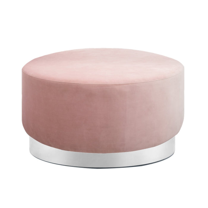 Bond Round Cocktail Ottoman - Choice Of Fabrics & Chrome Or Gold Base - The Furniture Mega Store 