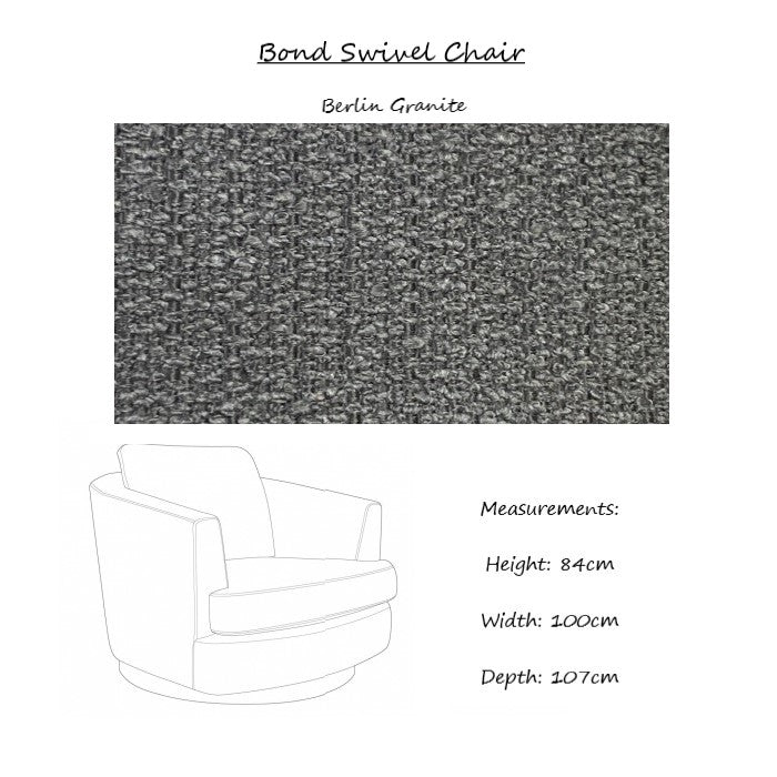 Bond Bouclé Fabric Swivel Chair - Chrome Or Gold Base - The Furniture Mega Store 