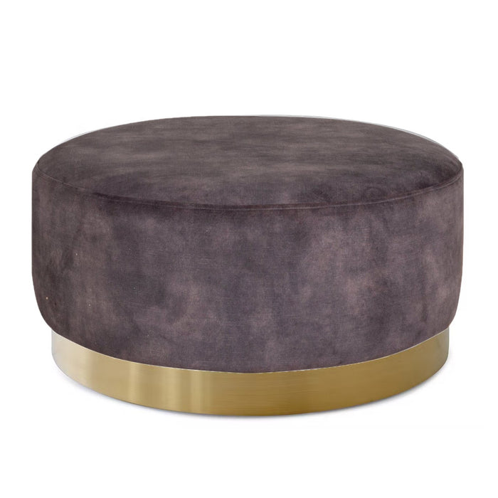 Bond Round Cocktail Ottoman - Choice Of Fabrics & Chrome Or Gold Base - The Furniture Mega Store 