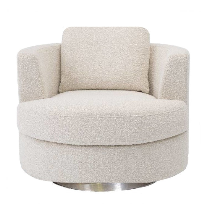 Bond Bouclé Fabric Swivel Chair - Chrome Or Gold Base - The Furniture Mega Store 