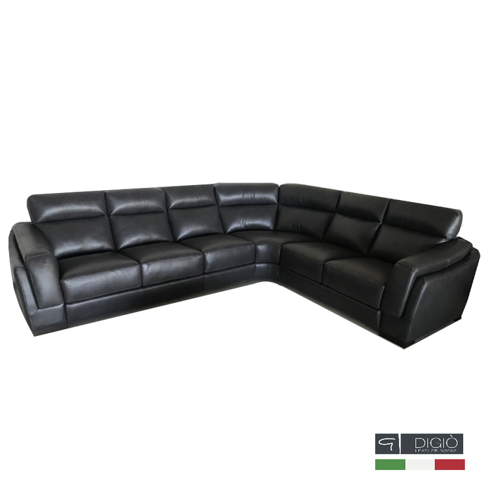 Black italian leather shop sectional