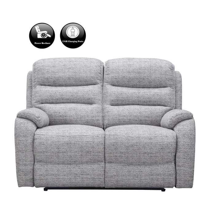 Finsbury Fabric Power Recliner + Intergrated USB Charging Ports 3 & 2 Seater Sofa Set - The Furniture Mega Store 