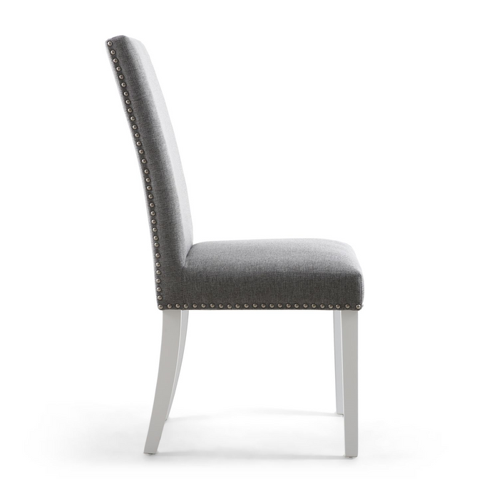 White chair silver legs best sale