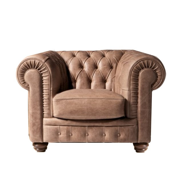 Victoria Italian Leather Chesterfield Armchair - Choice Of Leathers - The Furniture Mega Store 