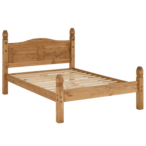 Corona 4'6" Bed Low Foot End in Distressed Waxed Pine - The Furniture Mega Store 