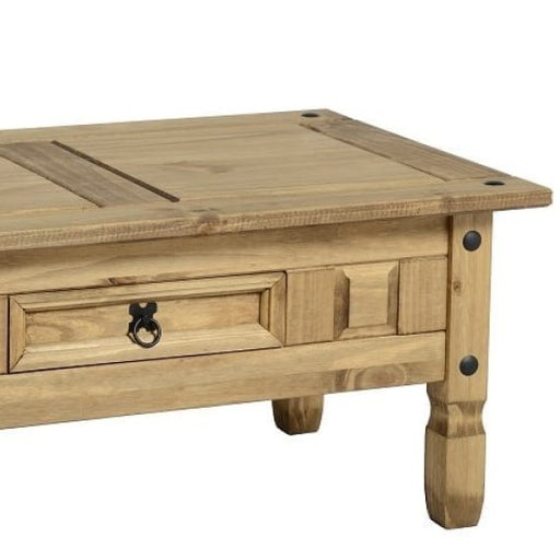 Corona 1 Drawer Coffee Table - Distressed Waxed Pine - The Furniture Mega Store 