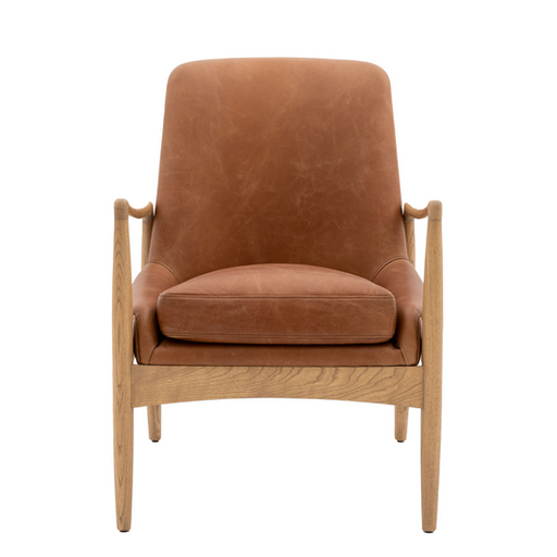 Carrera Brown Leather Armchair - The Furniture Mega Store 