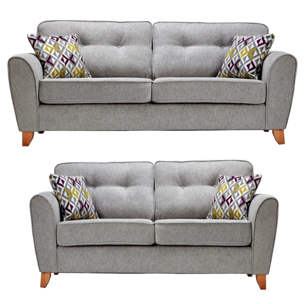 Chloe Fabric 3 + 2 Sofa Set - Grey - The Furniture Mega Store 