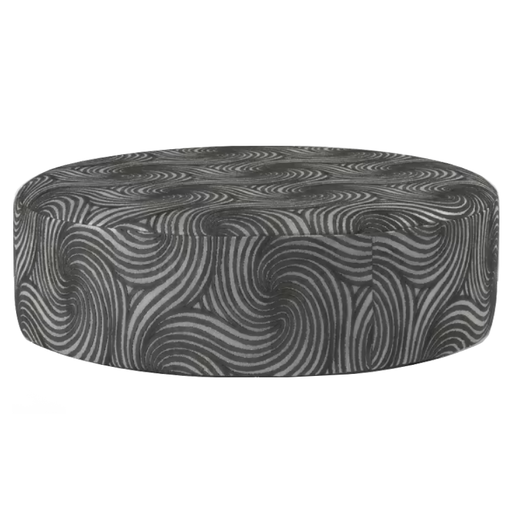 Coco Swirl Grey Fabric Large Round Accent Footstool - The Furniture Mega Store 