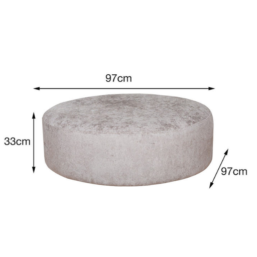 Flair Round Accent Footstool - Coco Truffle Fabric - The Furniture Mega Store 