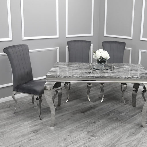 Louis Dark Grey Velvet Curved Leg Dining Chairs - Set Of 2 - The Furniture Mega Store 