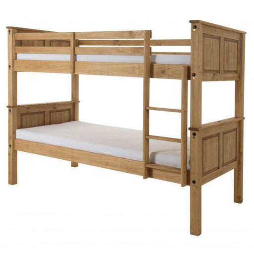 Corona Bunk Bed Distressed Solid Waxed Light Pine - The Furniture Mega Store 