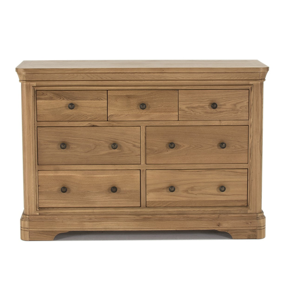 Chambery Natural Oak 7 Drawer Chest - The Furniture Mega Store 