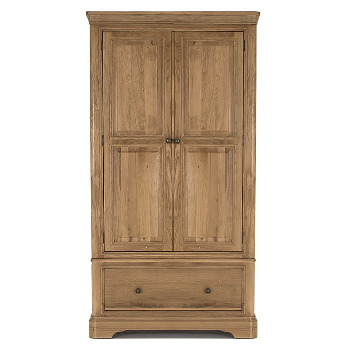 Chambery Natural Oak 2 Door 1 Drawer Wardrobe - The Furniture Mega Store 