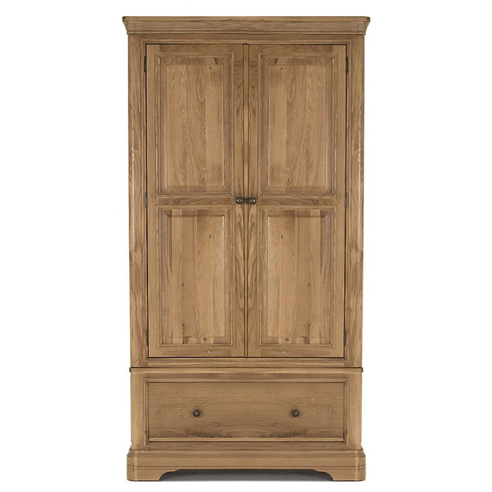 Chambery Natural Oak 2 Door 1 Drawer Wardrobe - The Furniture Mega Store 