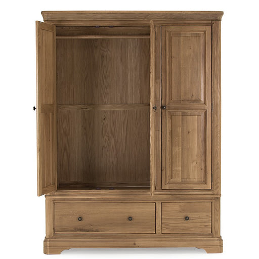 Chambery Natural Oak 3 Door 2 Drawer Wardrobe - The Furniture Mega Store 