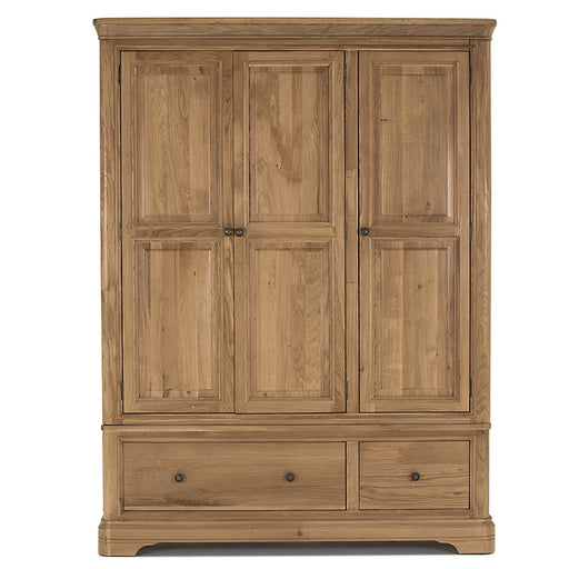 Chambery Natural Oak 3 Door 2 Drawer Wardrobe - The Furniture Mega Store 