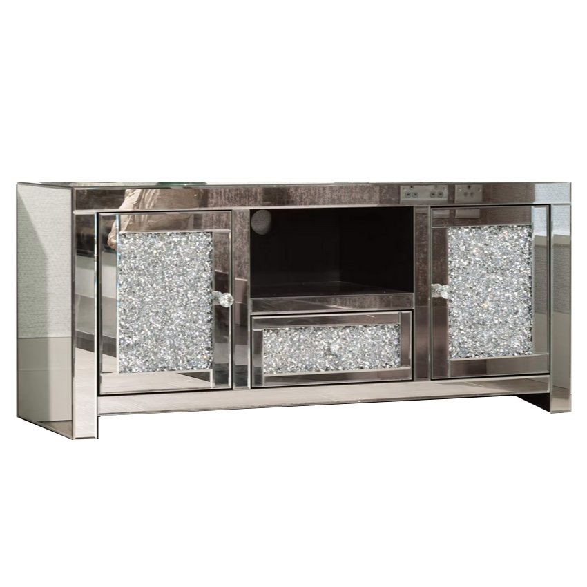 Mirrored tv stand cheap deals