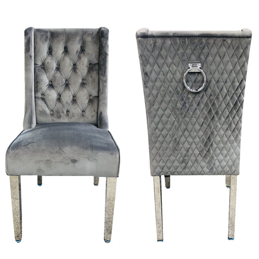 Koko Velvet Quilted Knocker Back Dining Chairs With Chrome Legs - Set Of 2 - Choice Of Colours - The Furniture Mega Store 