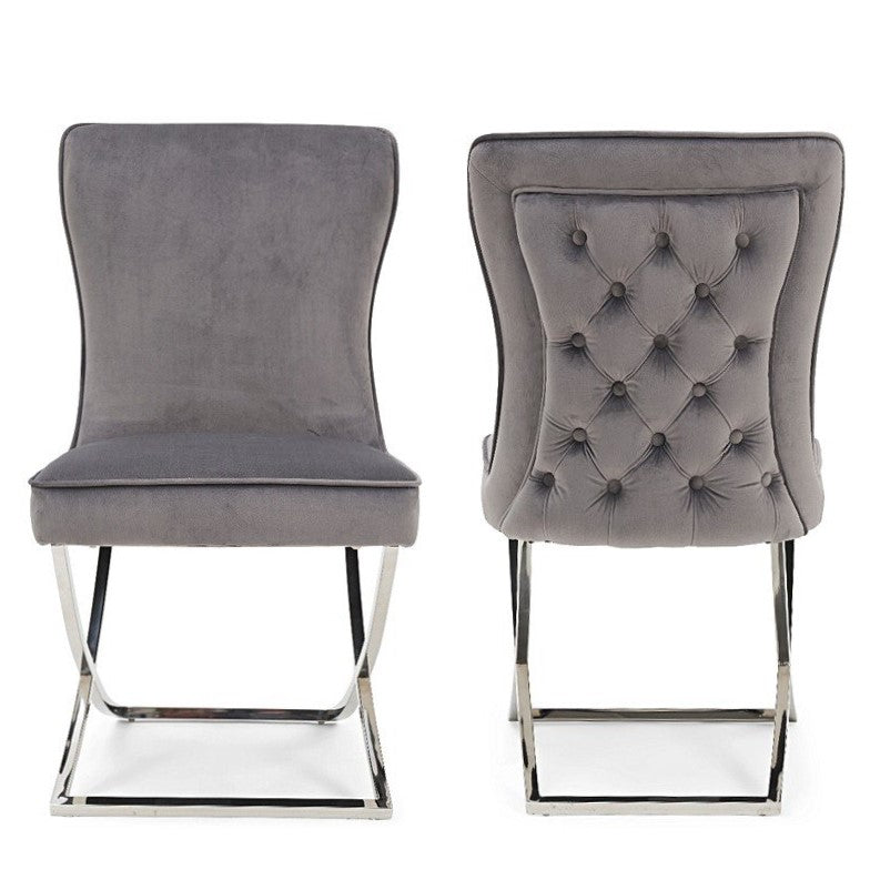 Gabriella Deep-Buttoned Velvet Dining Chairs - Set Of 2 - Choice Of Colours - The Furniture Mega Store 