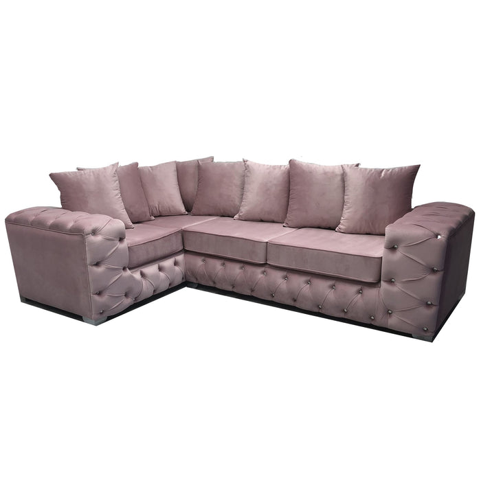 Deluxe Corner Velvet L Shaped Sofa - Choice Of Colours - The Furniture Mega Store 