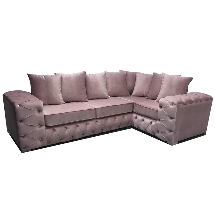 Deluxe Corner Velvet L Shaped Sofa - Choice Of Colours - The Furniture Mega Store 