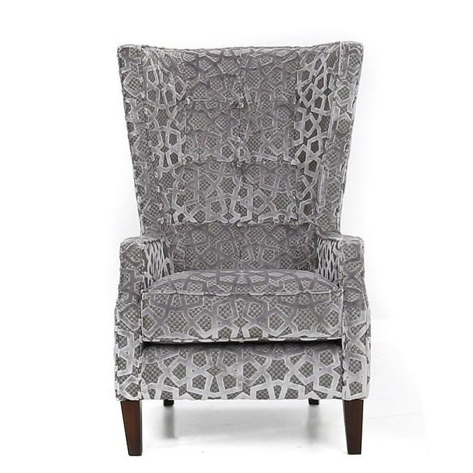 Destiny Silver Fabric Throne Winged Accent Chair Choice Of Legs