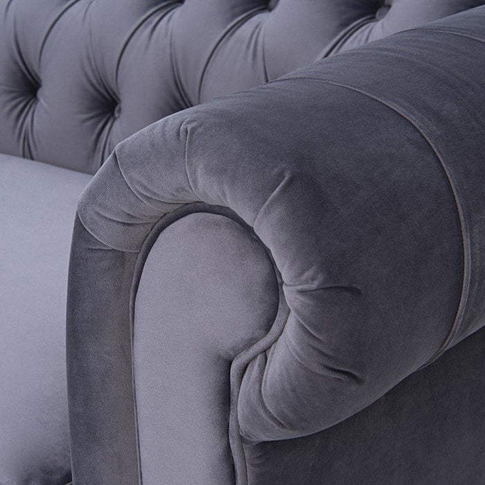 Classic Chesterfield Plush Velvet Large Corner Sofa - Choice Of Colours - The Furniture Mega Store 