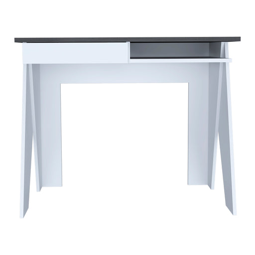 Detroit White & Carbon Grey Oak Woodgrain 1 Drawer Desk - The Furniture Mega Store 