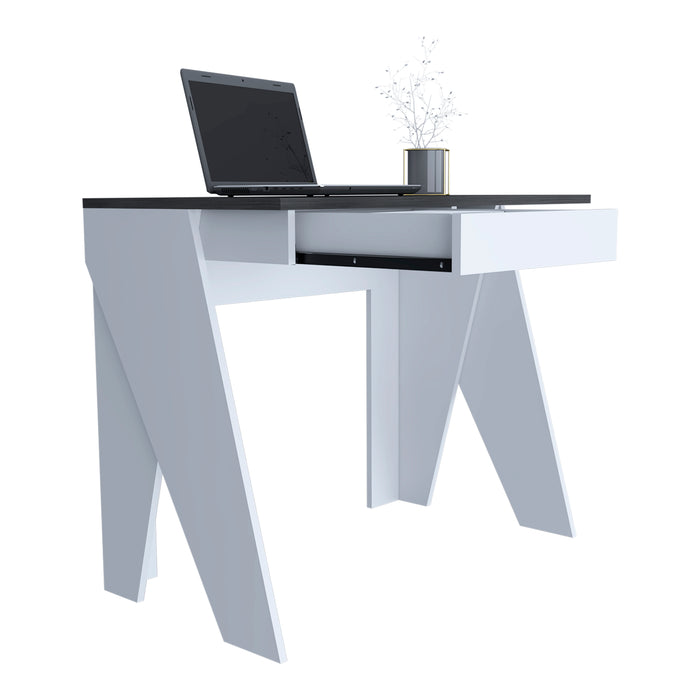 Detroit White & Carbon Grey Oak Woodgrain 1 Drawer Desk - The Furniture Mega Store 