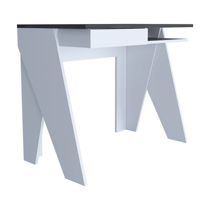 Detroit White & Carbon Grey Oak Woodgrain 1 Drawer Desk - The Furniture Mega Store 