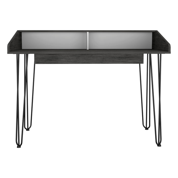 Detroit White & Carbon Grey Oak Woodgrain Hair Pin Leg Desk - The Furniture Mega Store 