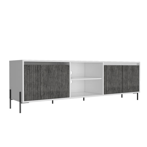 Detroit White & Carbon Grey Oak Woodgrain Large Tv Unit - The Furniture Mega Store 