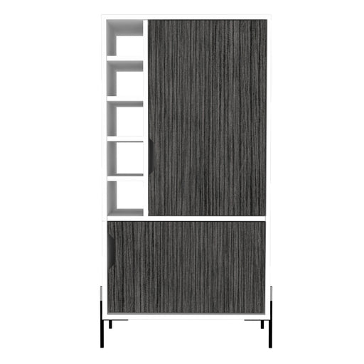 Detroit White & Carbon Grey Oak Woodgrain Drinks Storage Bar - The Furniture Mega Store 