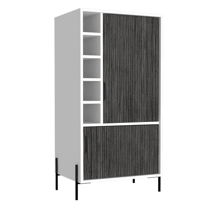 Detroit White & Carbon Grey Oak Woodgrain Drinks Storage Bar - The Furniture Mega Store 