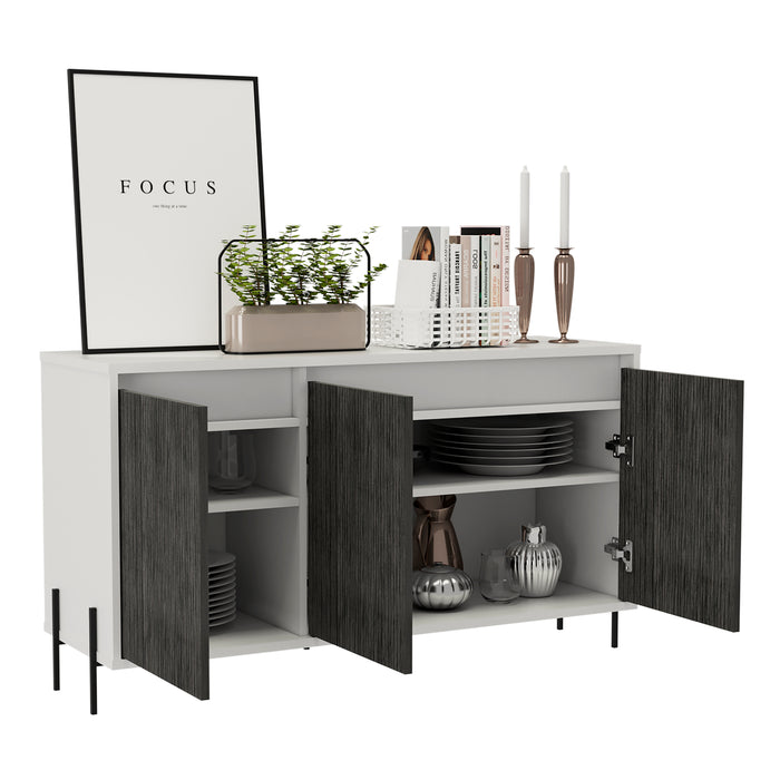 Detroit White & Carbon Grey Oak Woodgrain Medium Sideboard - The Furniture Mega Store 