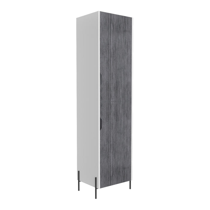 Detroit White & Carbon Grey Oak Woodgrain Tall Storage Cabinet - The Furniture Mega Store 