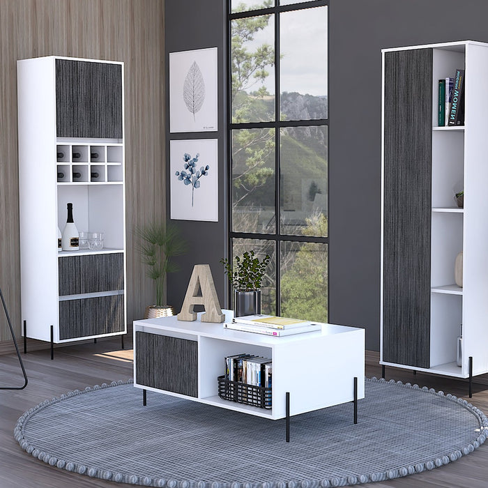 Detroit White & Carbon Grey Oak Woodgrain Coffee Table - The Furniture Mega Store 