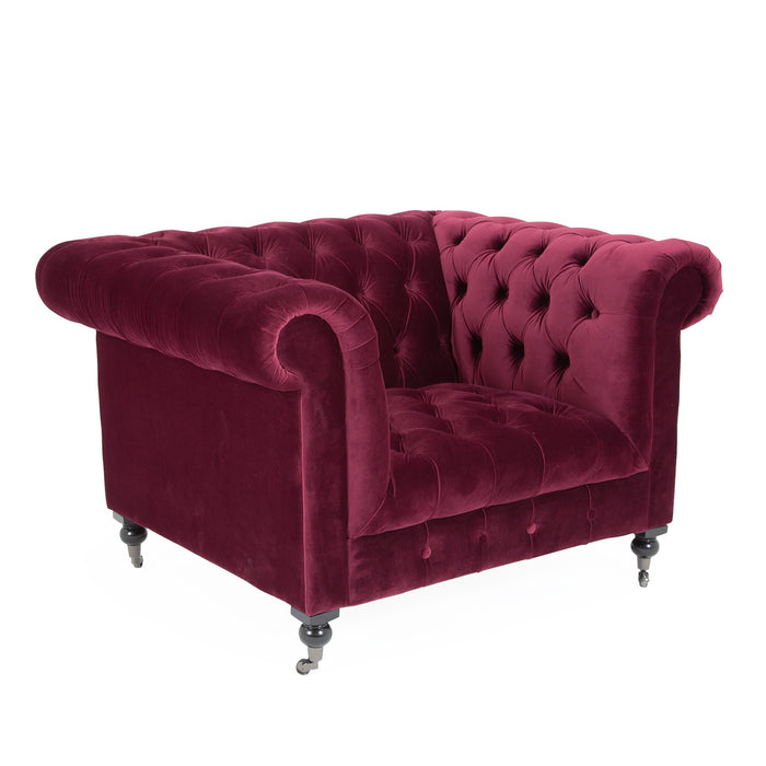 Buxton Velvet Chesterfield Armchair - Various Options - The Furniture Mega Store 