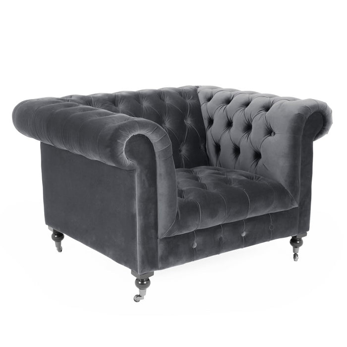 Buxton Velvet Chesterfield Armchair - Various Options - The Furniture Mega Store 