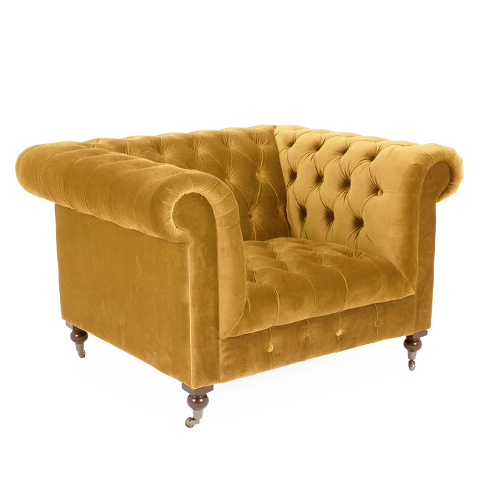 Buxton Velvet Chesterfield Armchair - Various Options - The Furniture Mega Store 