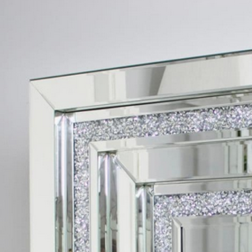 Crushed Diamond Mirrored Fire Surround With Integrated Colour Changing Electric Fire - The Furniture Mega Store 