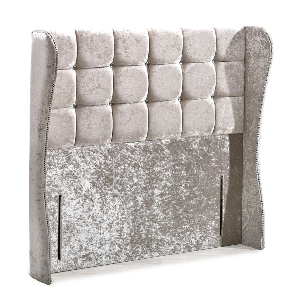 Winged Buttoned Floor Standing Full Headboard - Choice Of Fabrics & Sizes - The Furniture Mega Store 