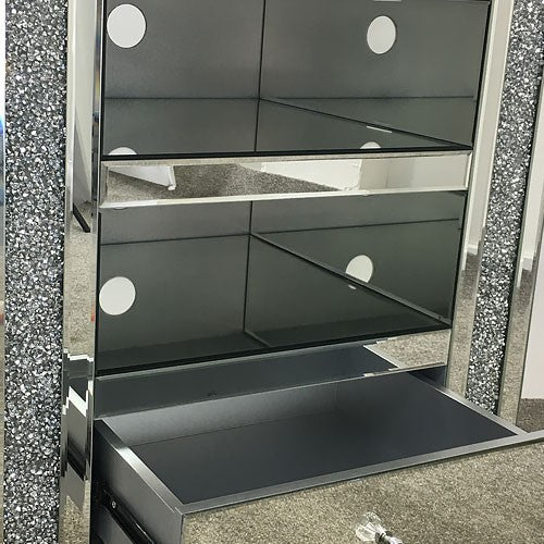 Diamond Crushed Mirrored Corner TV Cabinet - The Furniture Mega Store 
