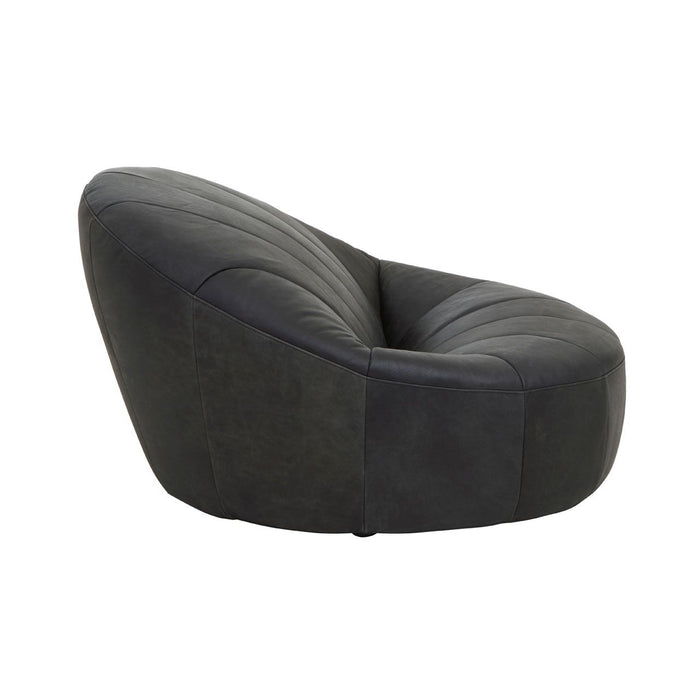 Haxton Vintage Leather Minimalist Chair - Ebony - The Furniture Mega Store 