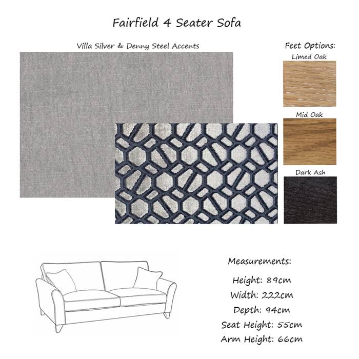 Fairfield Fabric Sofa Collection - Choice Of Fabrics & Feet - The Furniture Mega Store 