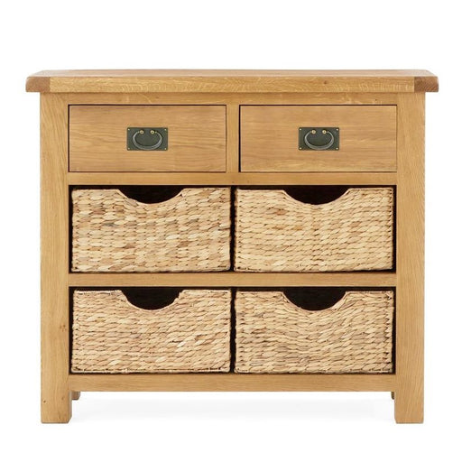 Sailsbury Solid Oak Small 4 Basket Drawer Sideboard - The Furniture Mega Store 